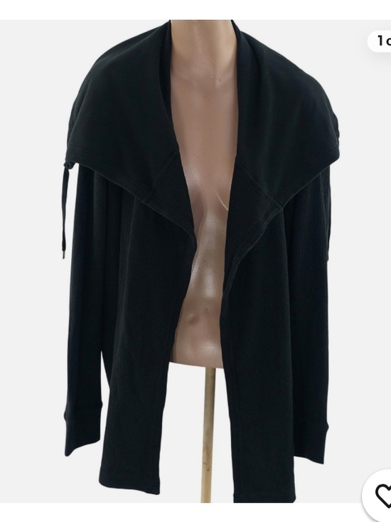 Lauren Ralph Lauren Sweaters - Lauren Ralph Lauren Black Open-Front Waffle Knit Cardigan size L